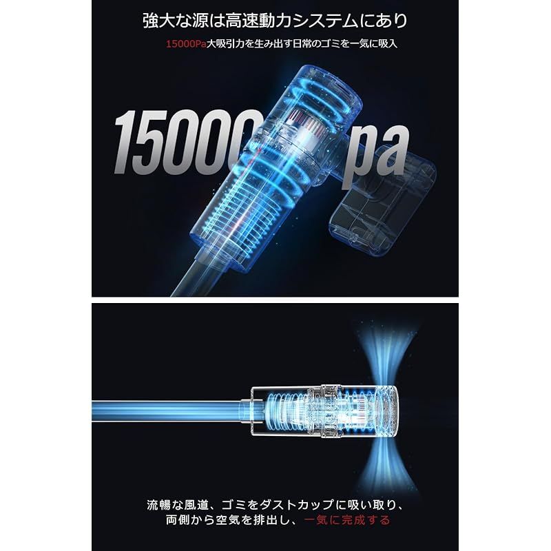 掃除機 コードレス 【2025革新版&15000pa 超強力吸引&ライト付き