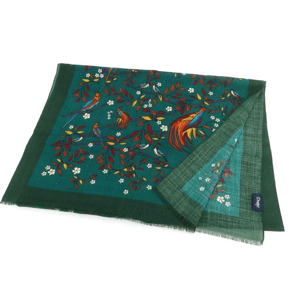 ドレイクス 大判ストール ウール グリーン ドレイクス DRAKES ウール プリント ストール グリーン【メンズ】