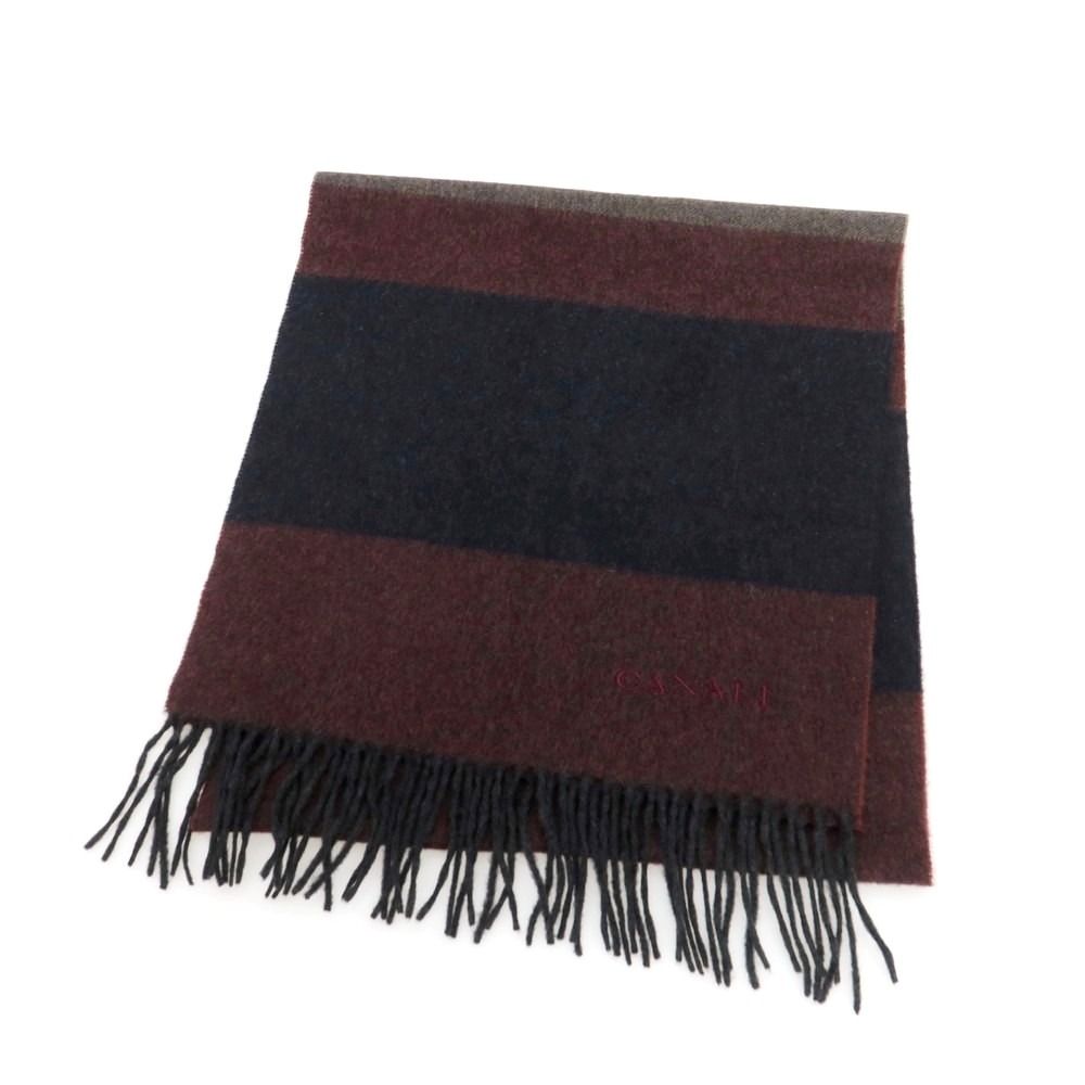 カナーリ CANALI カシミヤ マフラー ボルドーxダークネイビー メンズ