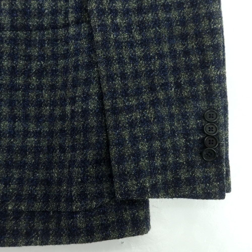 春秋生地　De Petrillo デペトリロ　ネイビーブレザー　ジャケット　44 中古】デペトリロ DE PETRILLO ウールシルク チェック テーラード