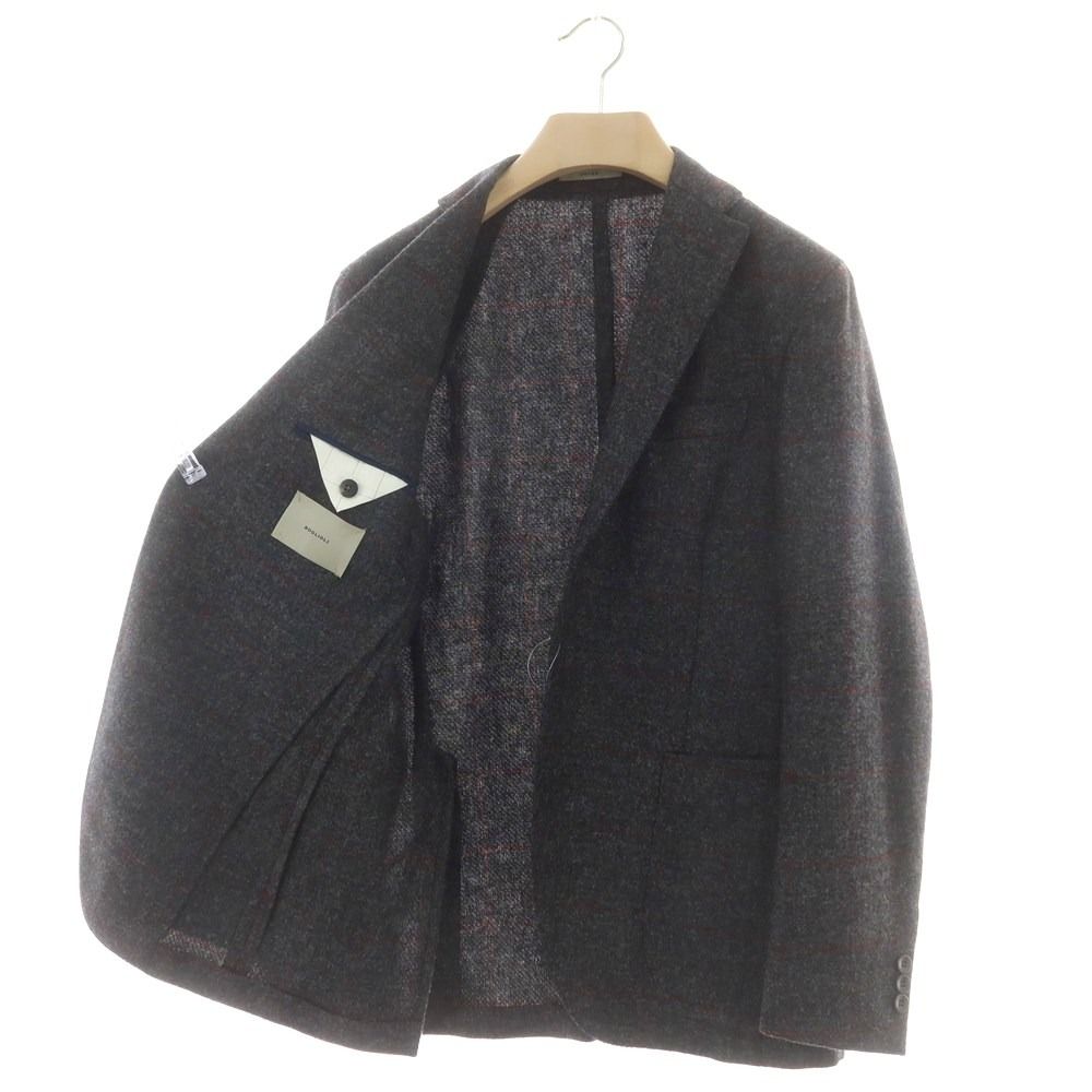 テーラードジャケット ダークグレーxレッド