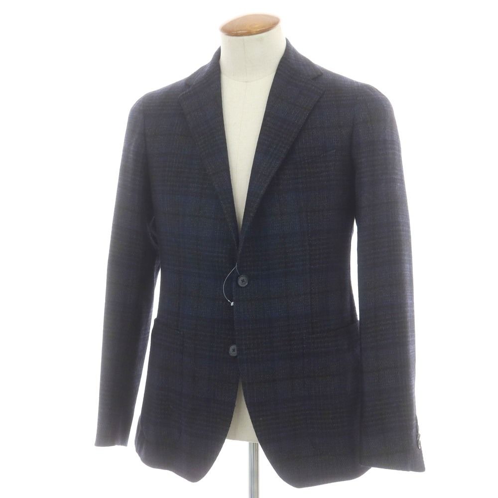 タリアトーレ TAGLIATORE ウールアセテート チェック テーラードジャケット ネイビーxブラック サイズ46 メンズ