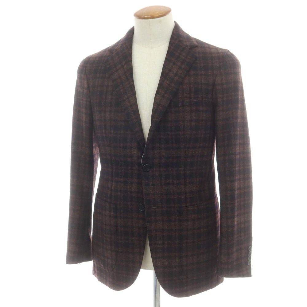 デペトリロ DE PETRILLO ウール チェック テーラードジャケット ブラックxワインレッド サイズ46 メンズ