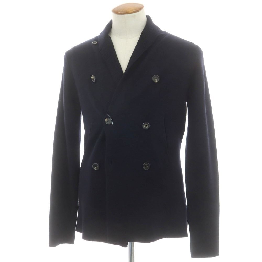 クルチアーニ CRUCIANI ハイゲージウール ショール ダブル カーディガン ダークネイビー サイズ48 メンズ