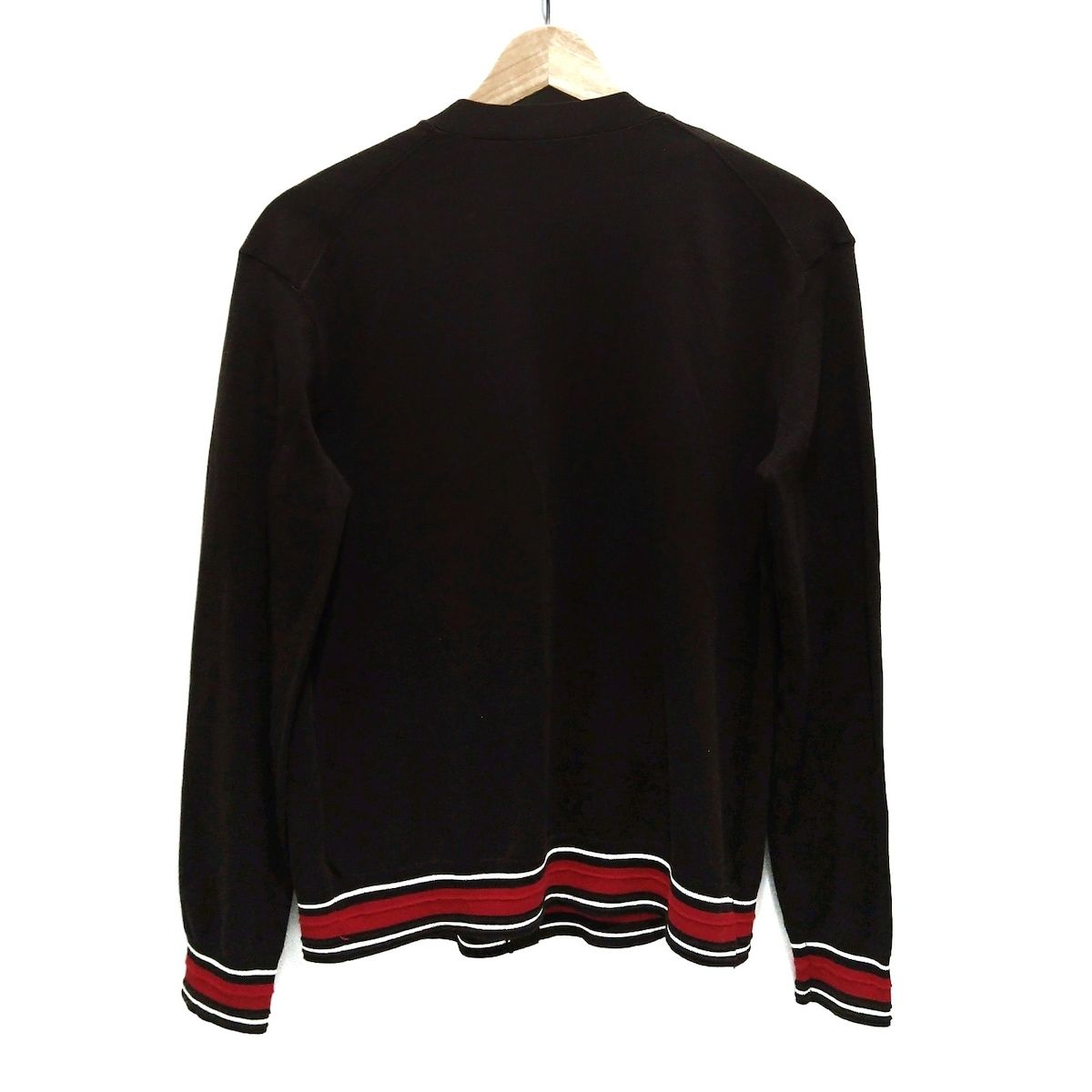 TORY BURCH トリーバーチ カーディガン サイズS P S レディース ダークブラウン×レッド×白 ボーダー