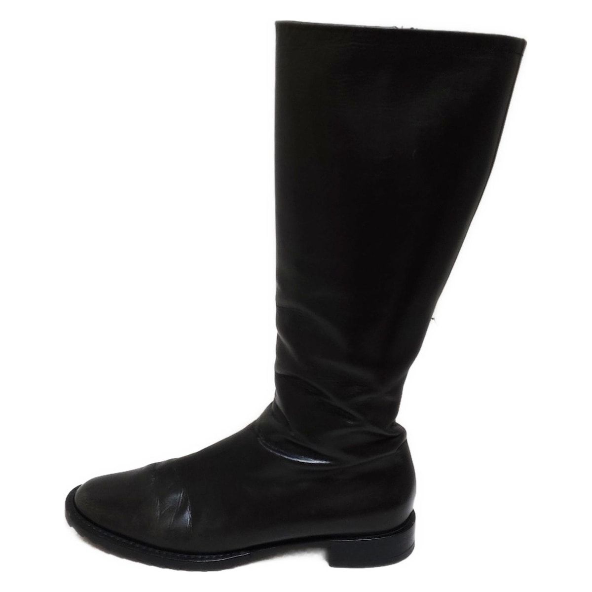ジルサンダー ロングブーツ 36 1 2 レディース 黒 レザー