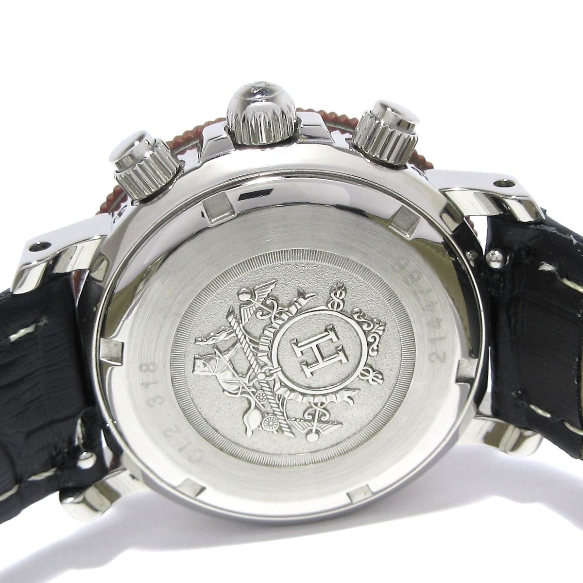  HERMES エルメス 腕時計 クリッパーダイバークロノ CL 2 318 ボーイズ SS 社外ベルト クロノグラフ レッド その他 時計