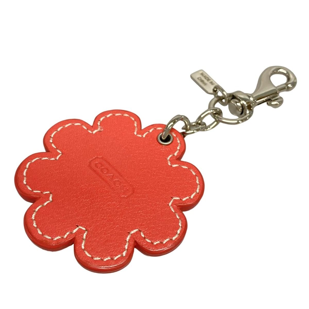 COACH コーチ キーホルダー チャーム - イエロー×ブルー×レッド フラワー 花 レザー