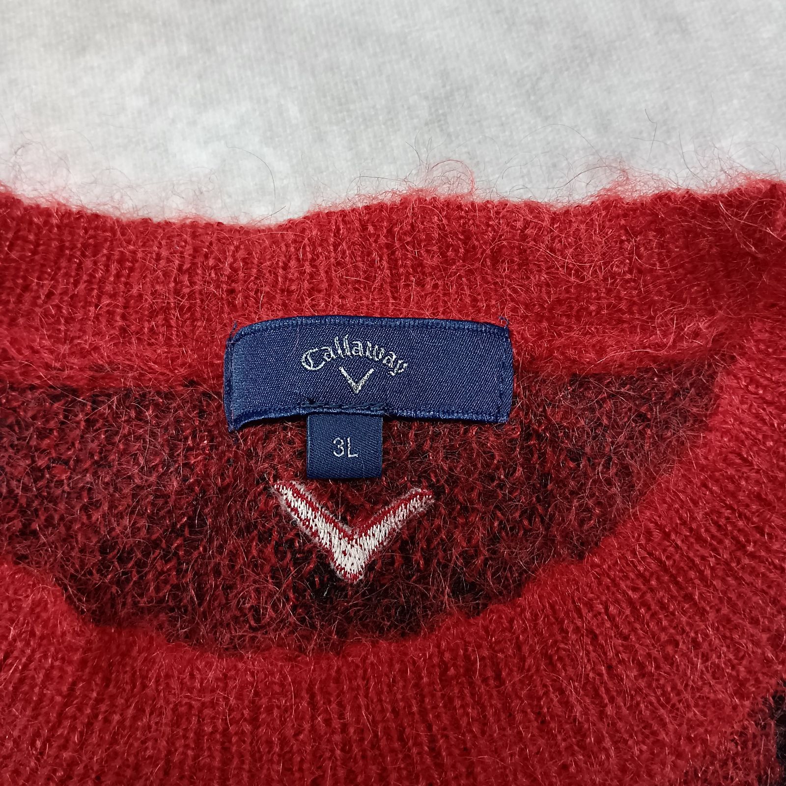 callaway モヘヤニット 3Lサイズ レッド総柄 キャロウェイ セーター