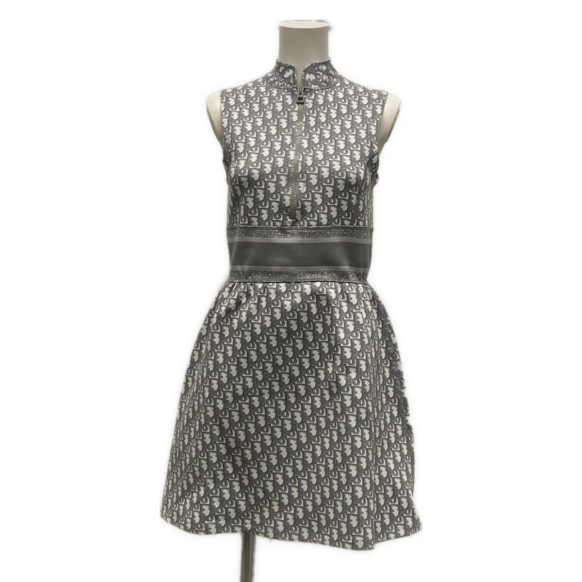 DIOR ChristianDior ディオール クリスチャンディオール ワンピース サイズF 34 レディース - 143R04A4040 グレー×白