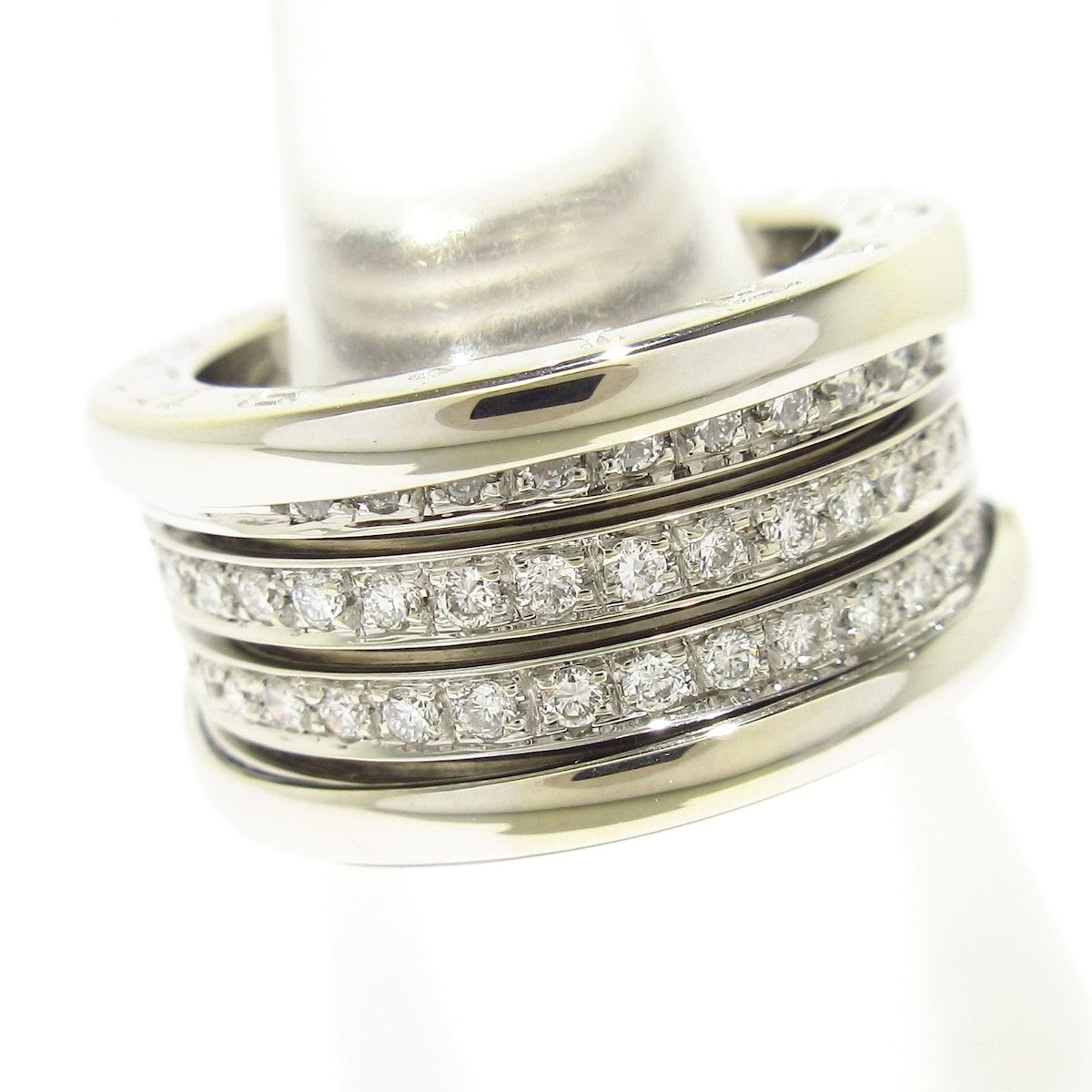 低価格！ BVLGARI ブルガリ リング 49 B-zero1 K18WG×ダイヤモンド 3連フルダイヤ