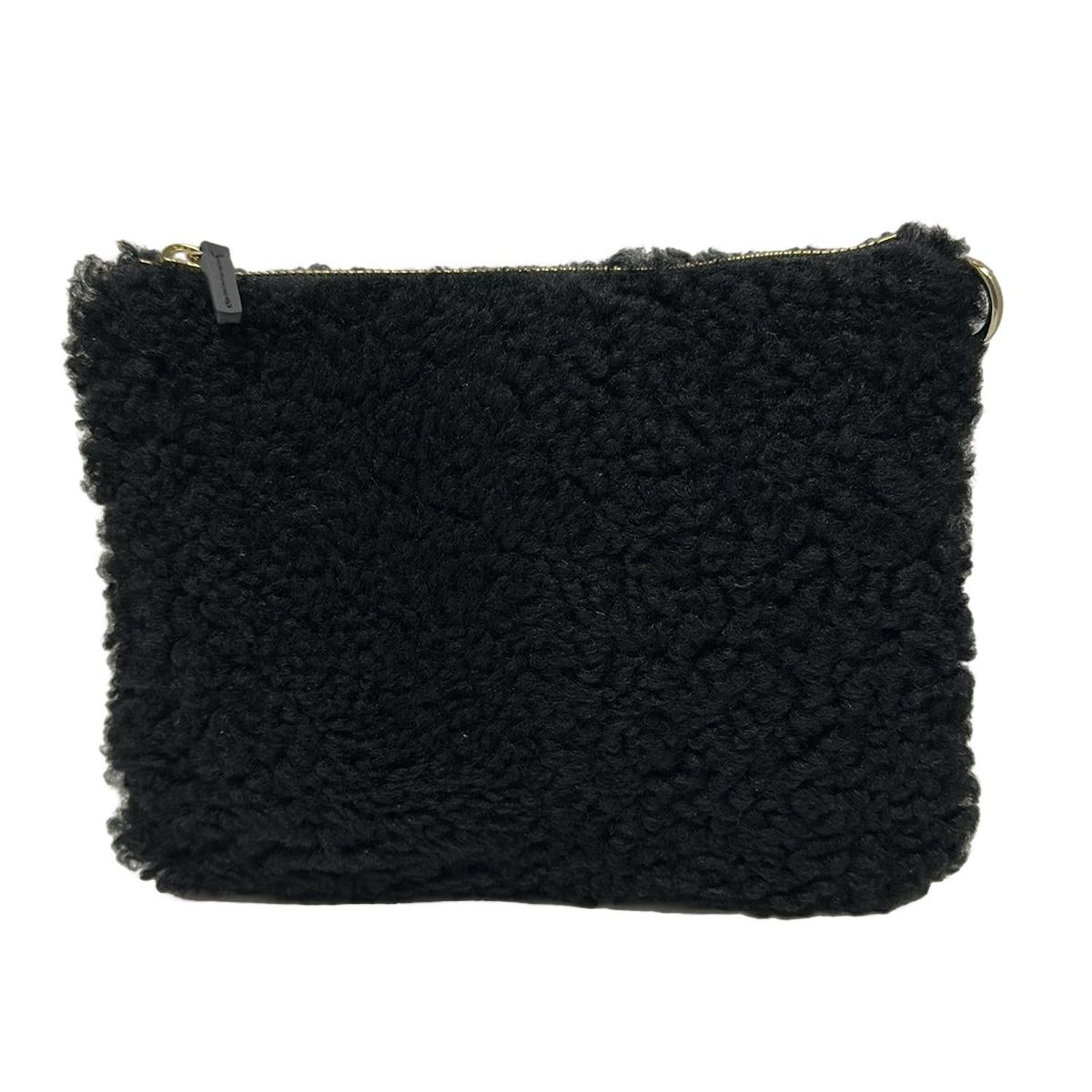 theory セオリー クラッチバッグ - 黒×ゴールド ムートン