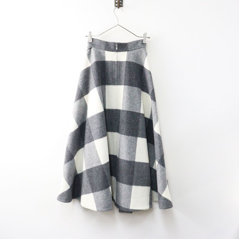 シートーキョー SHE Tokyo Elisa check ブロックチェック ボリューム スカート 34|グレー オフホワイト 2400014667424