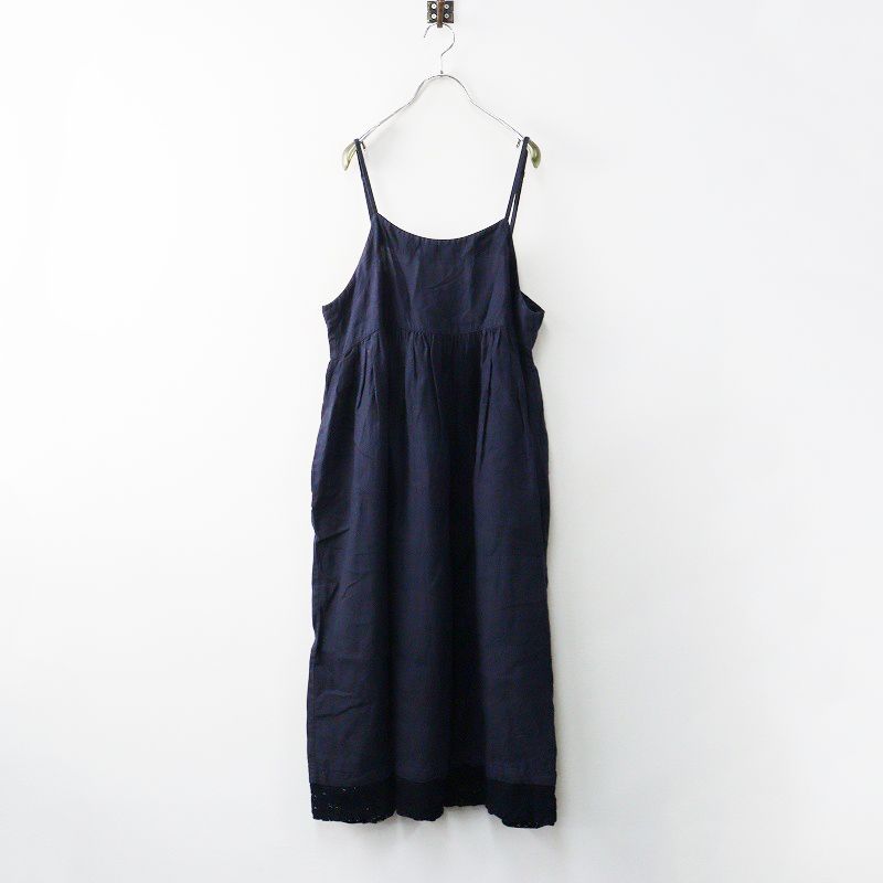 2021 AW ネストローブ nest Robe リネンキャミワンピース F｜ネイビー トップス ノースリーブ レース
