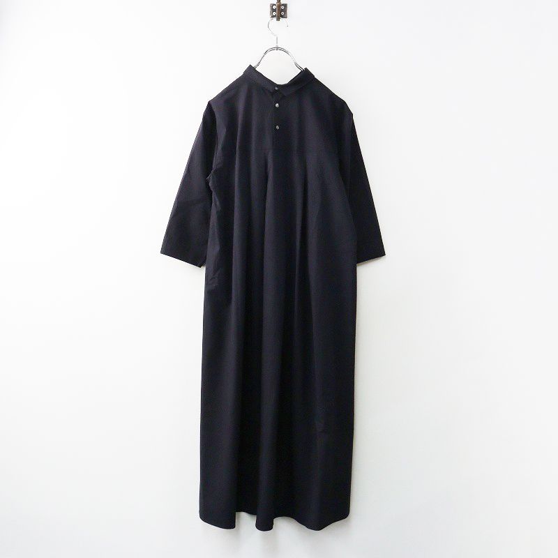 スタンプアンドダイアリー STAMP AND DIARY ストレッチ タイプライター クロス フ タック ワンピース |紺 2400014682618