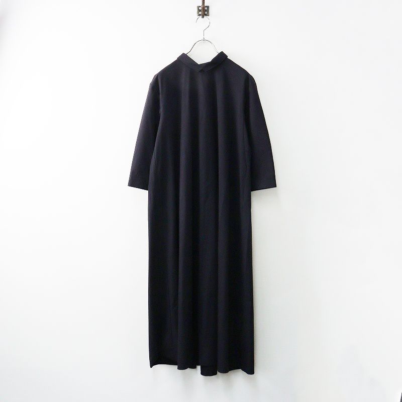 スタンプアンドダイアリー STAMP AND DIARY ストレッチ タイプライター クロス フ タック ワンピース ｜紺 2400014682618