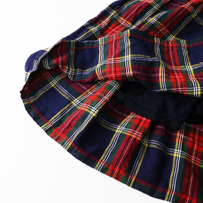 イチアンティークス リネン スカート ロングスカート チェック レッド