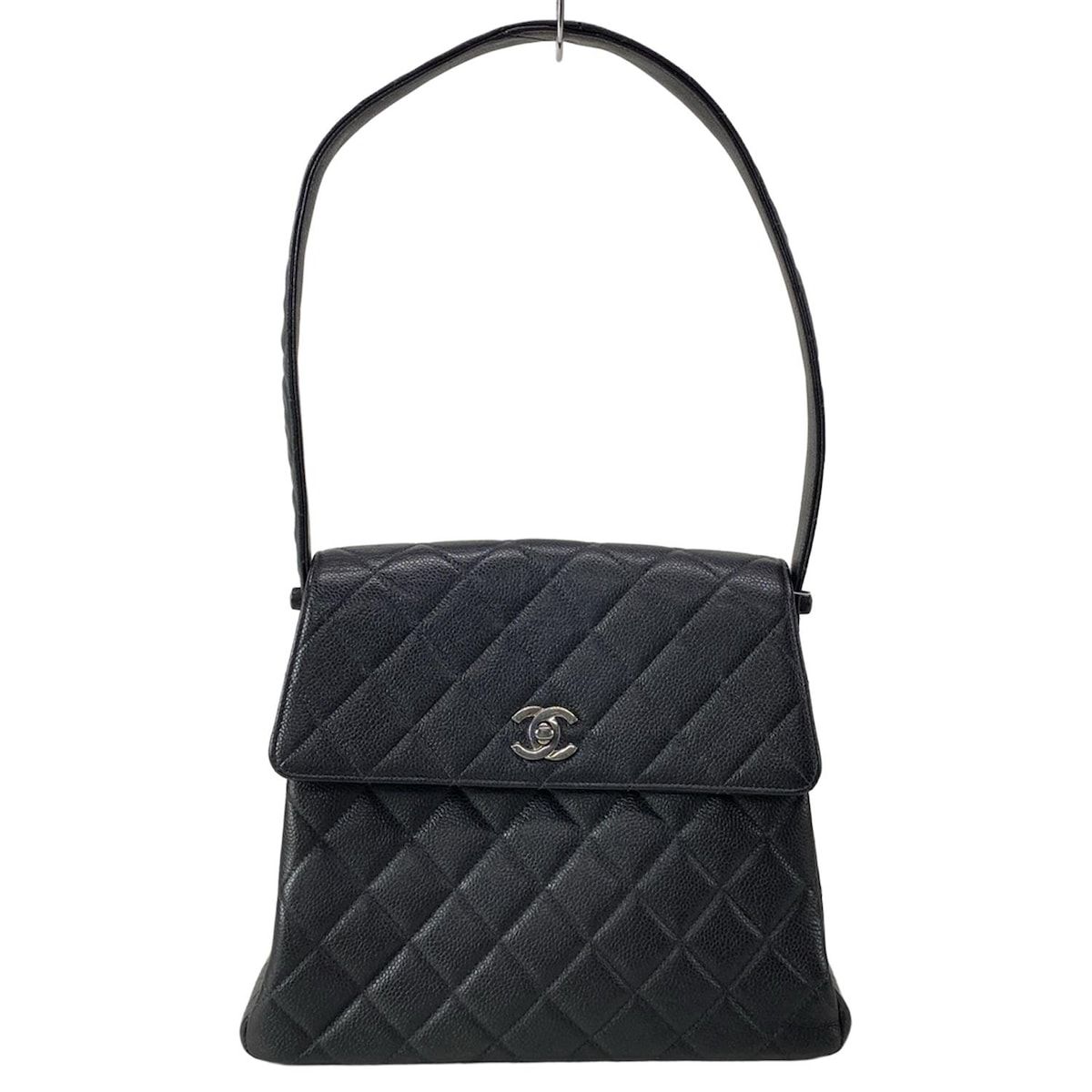 CHANEL シャネル ショルダーバッグ 台形バッグ マトラッセ 黒 フラップバッグ シルバー金具 ターンロック