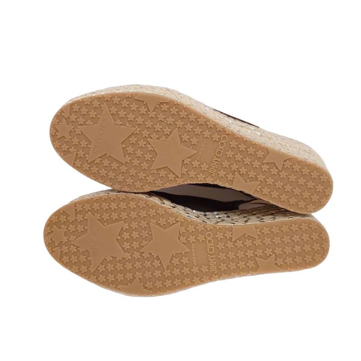  JIMMY CHOO ジミーチュウ サンダル 36 レディース - ダークブラウン ウェッジソール ラメ サンダル サンダル ミュール