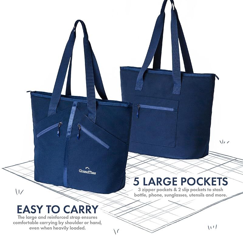 GrandTies 断熱クーラーバッグトート、保冷バッグ (スペースブルー) 在庫セール】GrandTies 断熱クーラーバッグトート、保冷バッグ