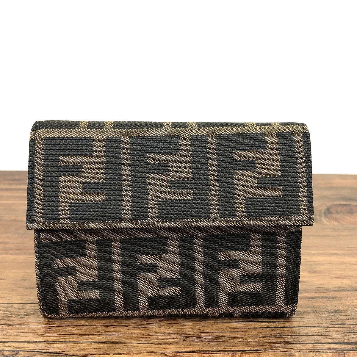 419 み FENDI 三つ折り財布 ズッカ柄 き コンパクトウォレット プレゼントにも