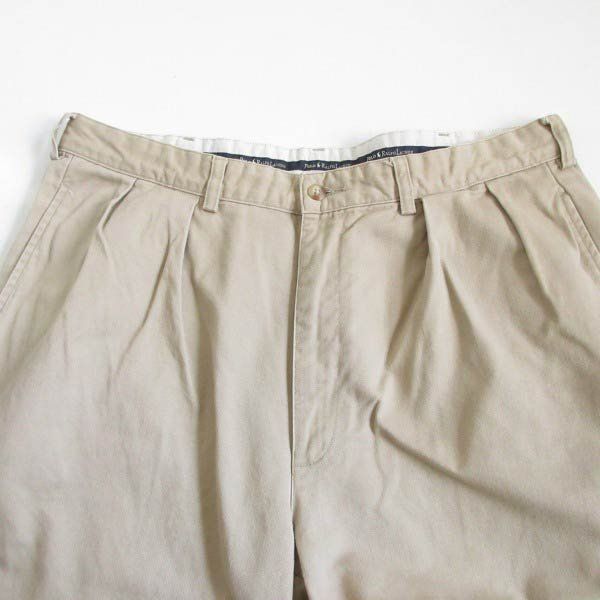 90s POLO CHINO ツータック チノパン ベージュ系 W36 ポロ ラルフ