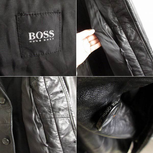 高級感 HUGO BOSS ヒューゴボス レザー ジャケット 黒 L程度 カー