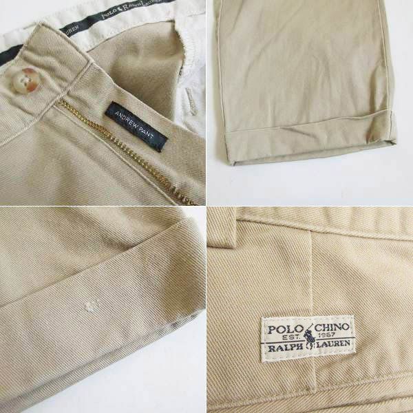 90s POLO CHINO ツータック チノパン ベージュ系 W36 ポロ ラルフ