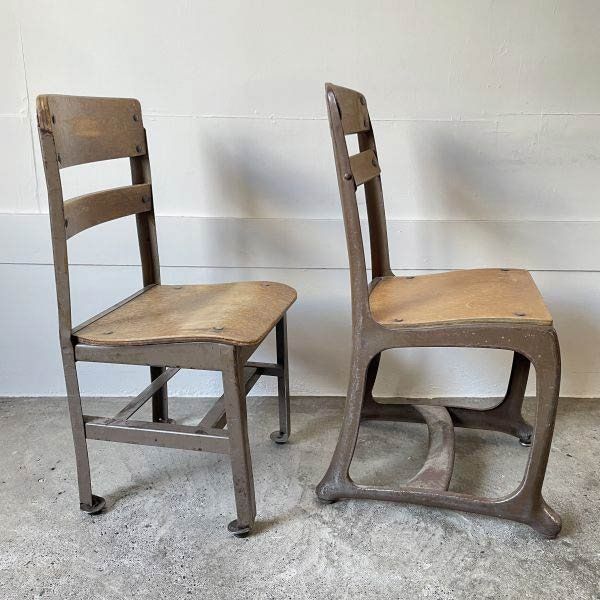 USA製 ビンテージ スクール チェア 2脚セット 木製×スチール製 子供