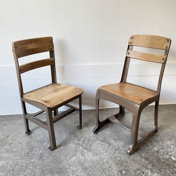 アメリカ ヴィンテージチェア 店舗什器 インダストリアル USA USA製 ビンテージ スクール チェア 2脚セット 木製×スチール製 子供