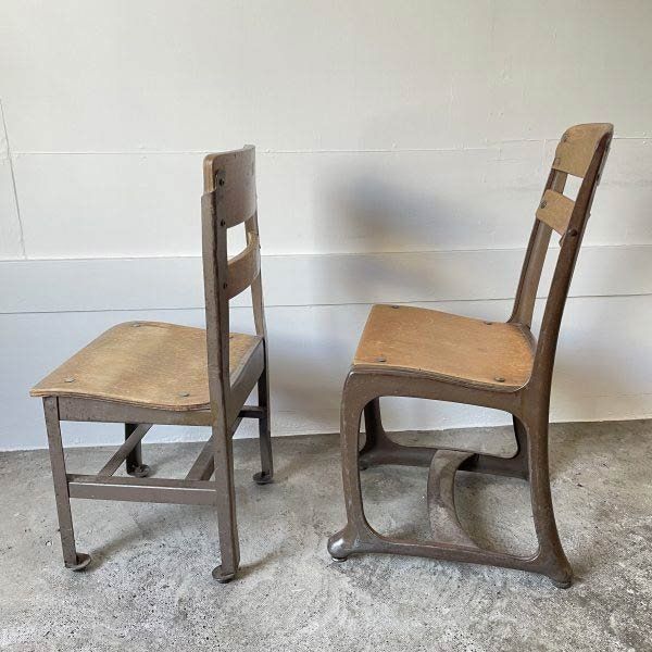 USA製 ビンテージ スクール チェア 2脚セット 木製×スチール製 子供