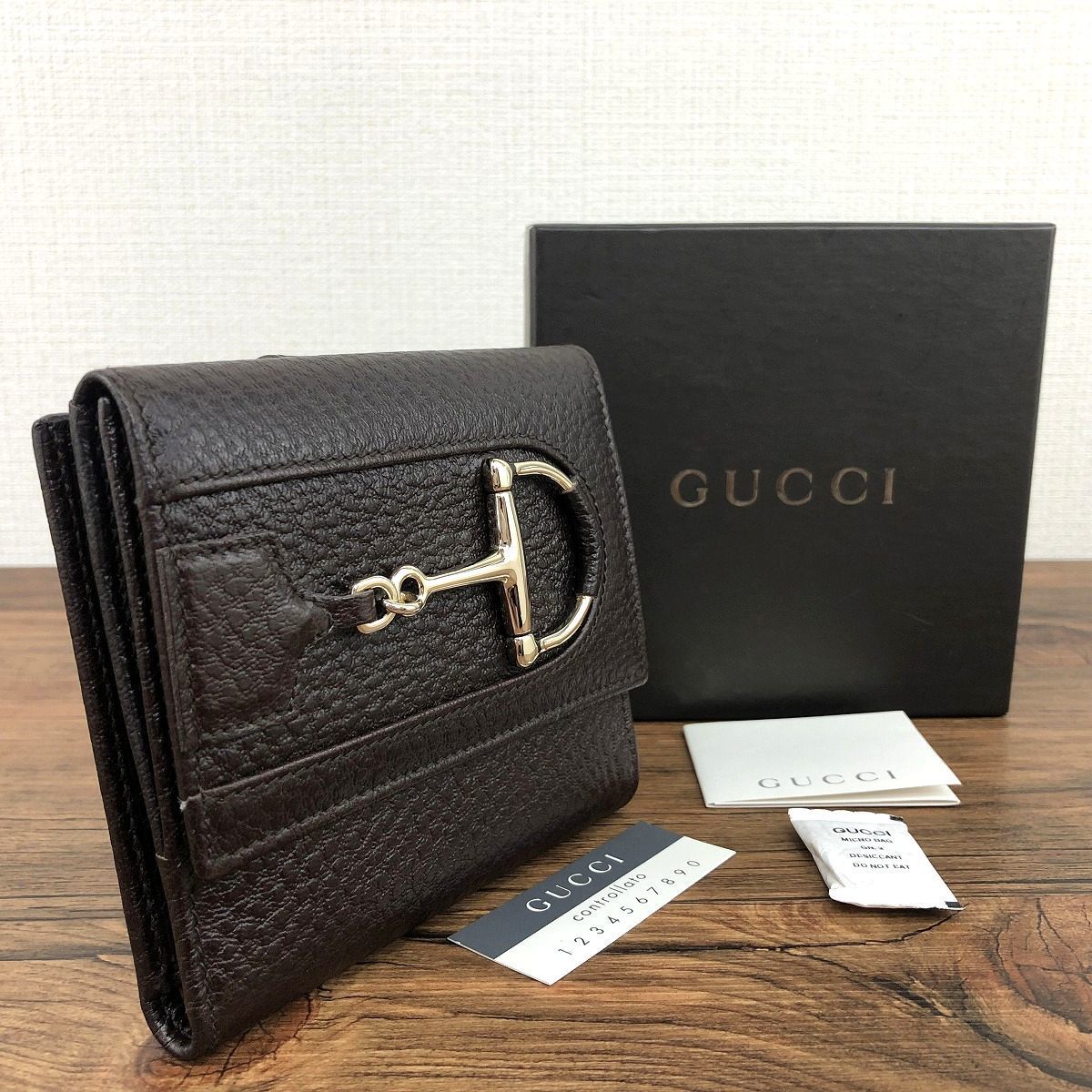 み GUCCI Wホック財布 138029 ホースビット ダークブラウン き 210