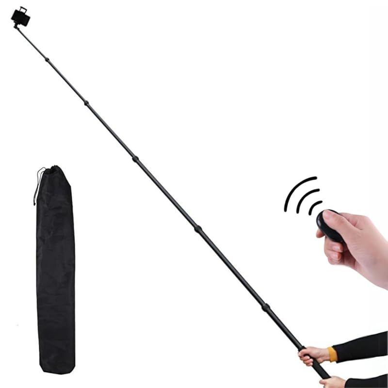 在庫 lapset シャッター付きで遠隔操作 自撮り棒 長い ロング スマホ iphone アクションカメラ 軽量 収納袋付き Bluetoothリモコン付き 3m