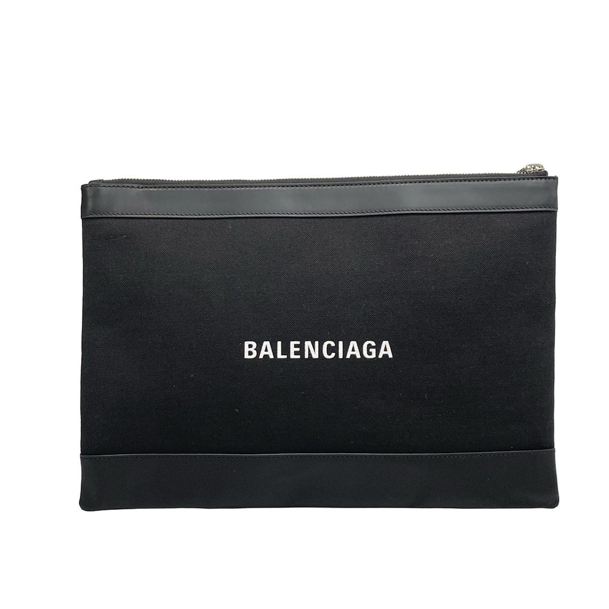 BALENCIAGA バレンシアガ クラッチバッグ ネイビークリップM 373834 黒 レザー