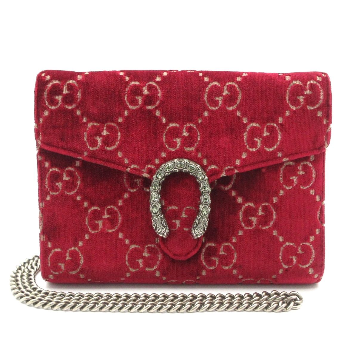 GUCCI グッチ 財布 - 401231 レッド チェーンウォレット ストラップ着脱可
