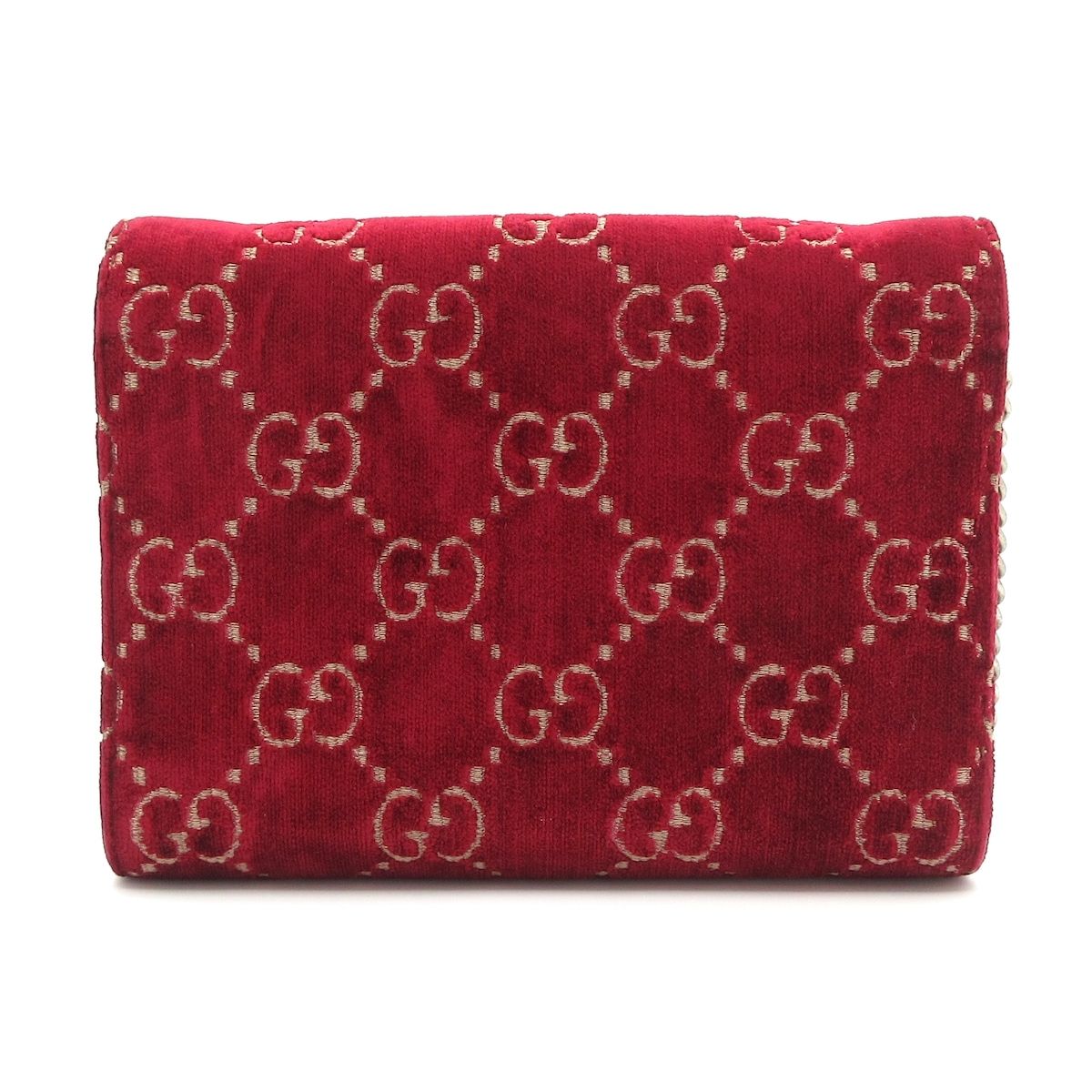 GUCCI グッチ 財布 - 401231 レッド チェーンウォレット ストラップ着脱可