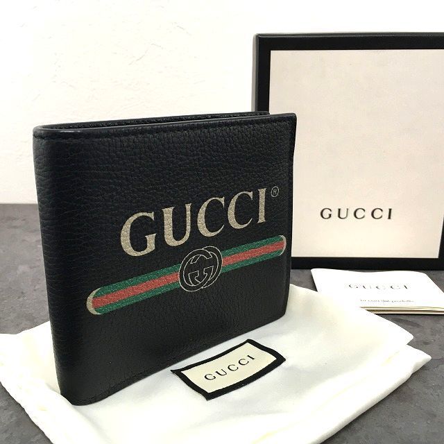 513 み GUCCI 二つ折り財布 496316 ブラック シェリーライン き