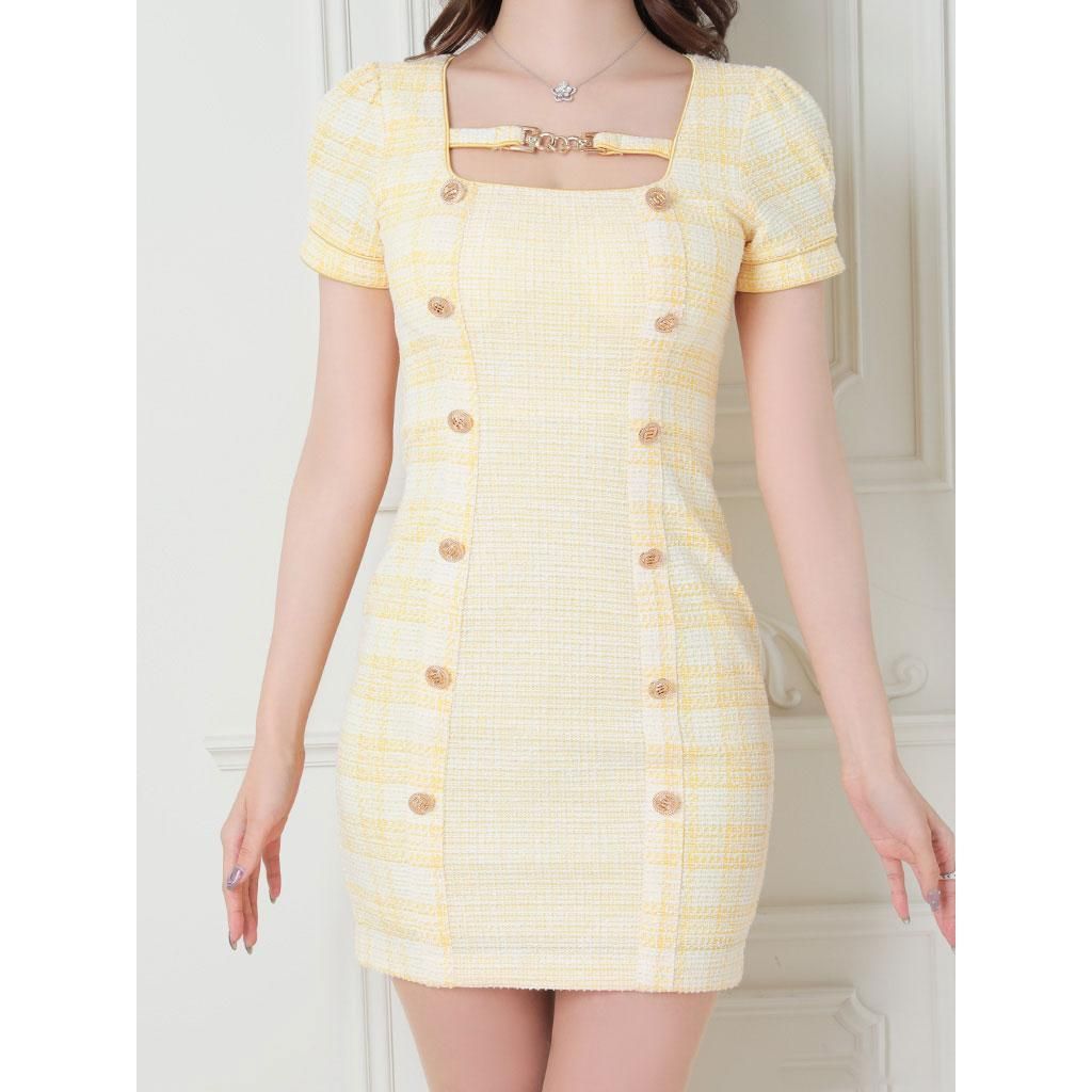 タイトミニドレス イエロー