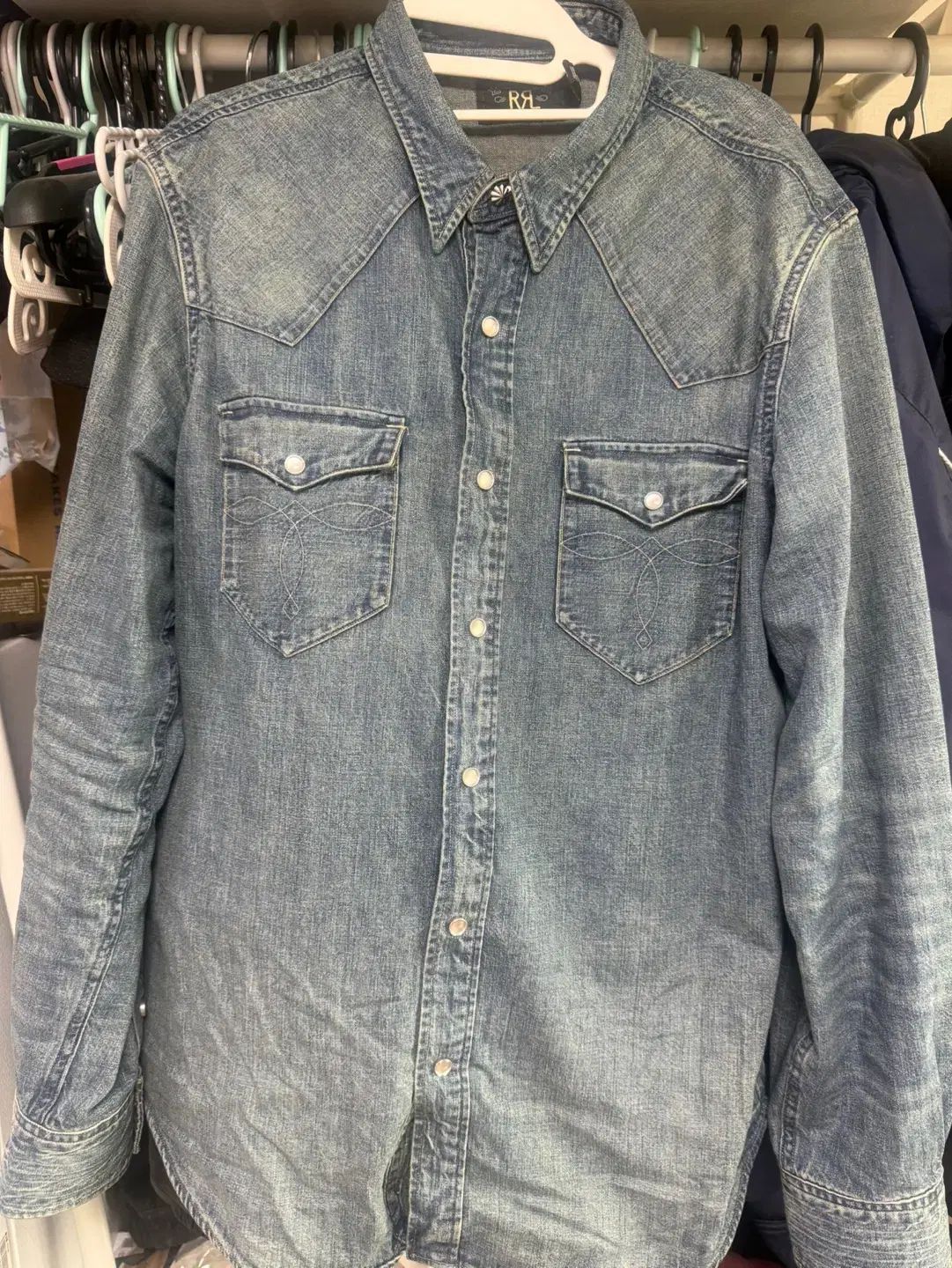L RRL ウェスタン スリムフィット シャツ DARK Indigo