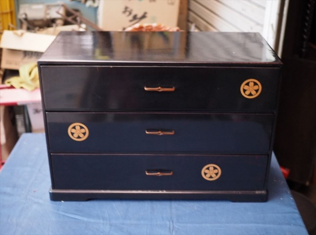 黒漆蒔絵の小引き出し 昭和前期 古録展 品番S10860
