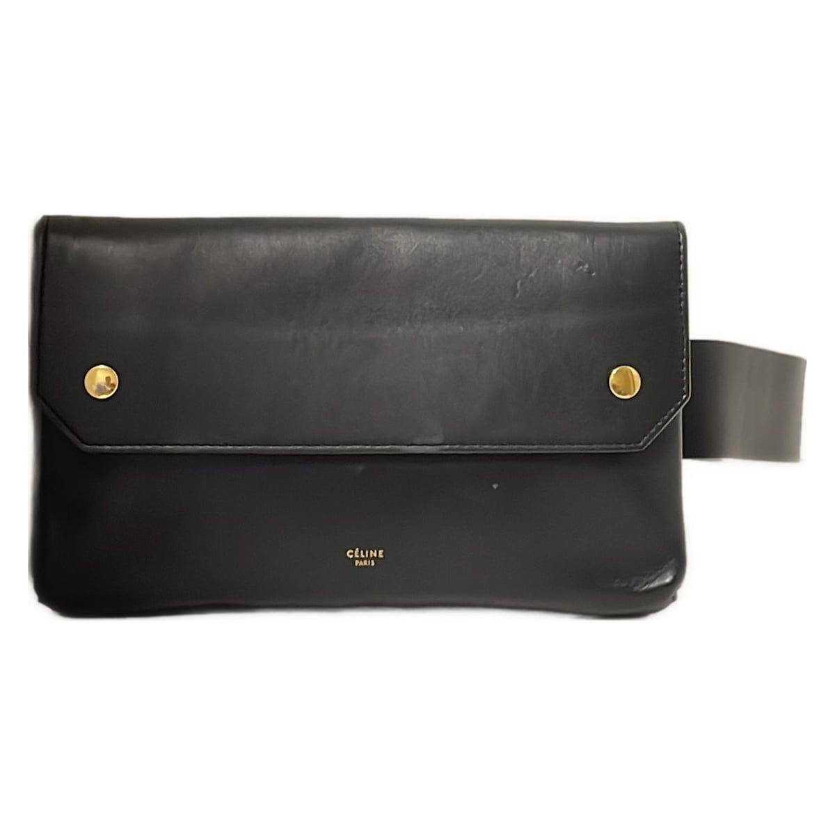 CELINE セリーヌ ウエストポーチ - 黒×ゴールド レザー