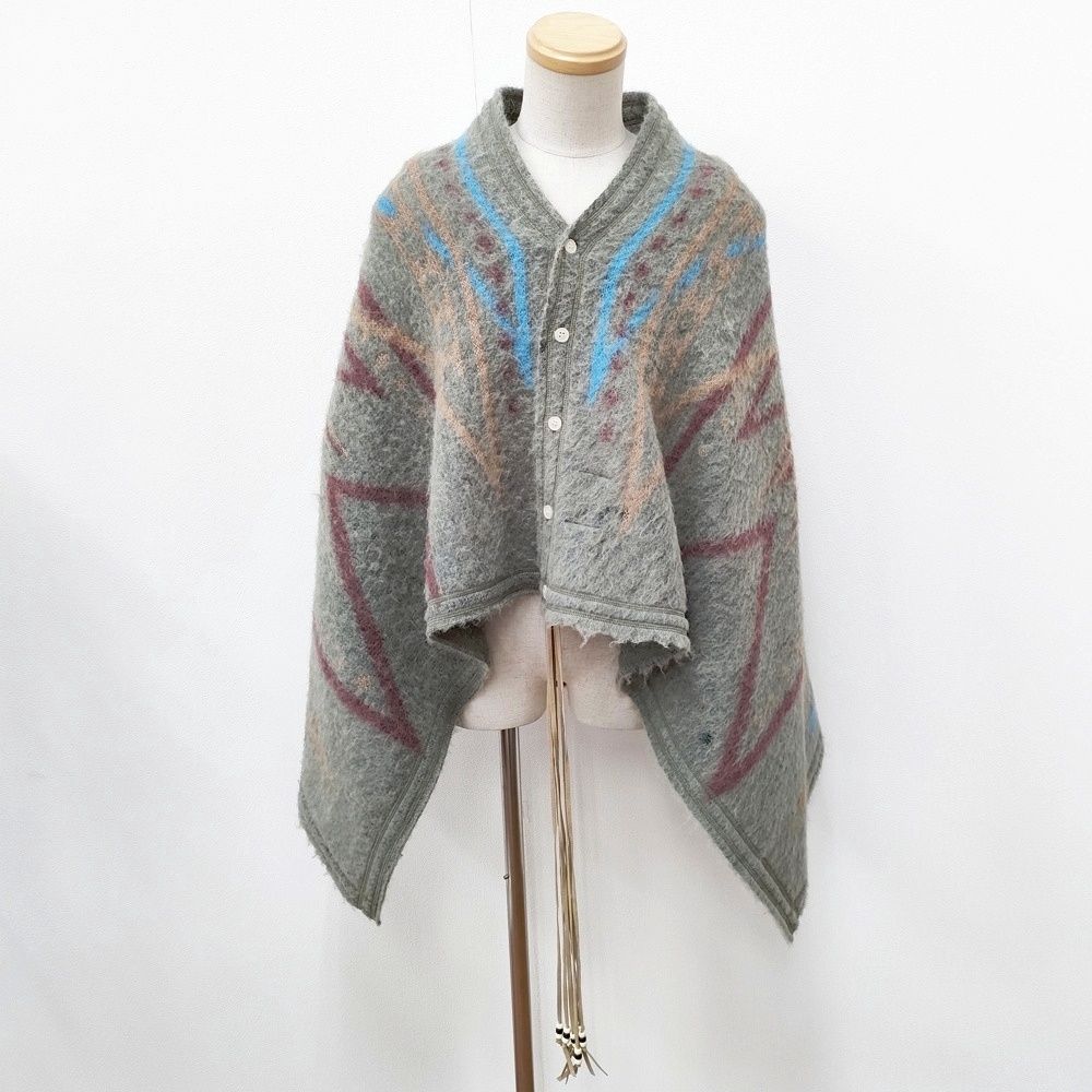 FACCIES ネイティブ柄 ケープ ポンチョ ショール カーキ メンズ ファチーズ 5-1030T