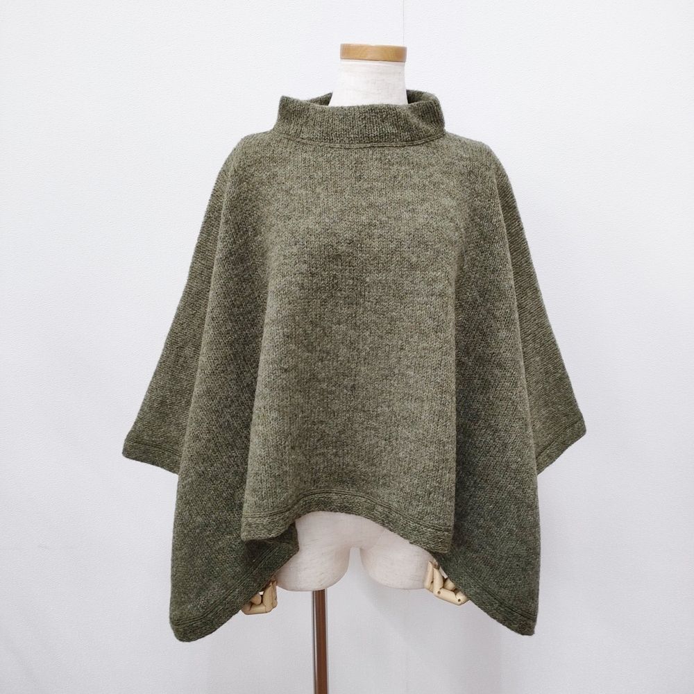 45R 45rpm シェットランドのモックネックポンチョ 定価28600円 ウール サイズ0 ポンチョ グリーン レディース フォーティーファイブアールピーエム 5-1030T