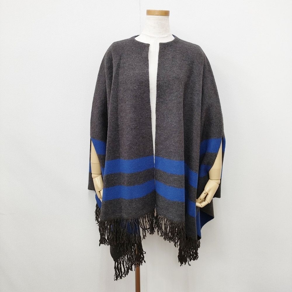 45R 45rpm 縮絨フロートニットのポンチョ 定価59400円 サイズ0 ポンチョ チャコールグレー ブルー レディース フォーティーファイブアールピーエム 5-1030T