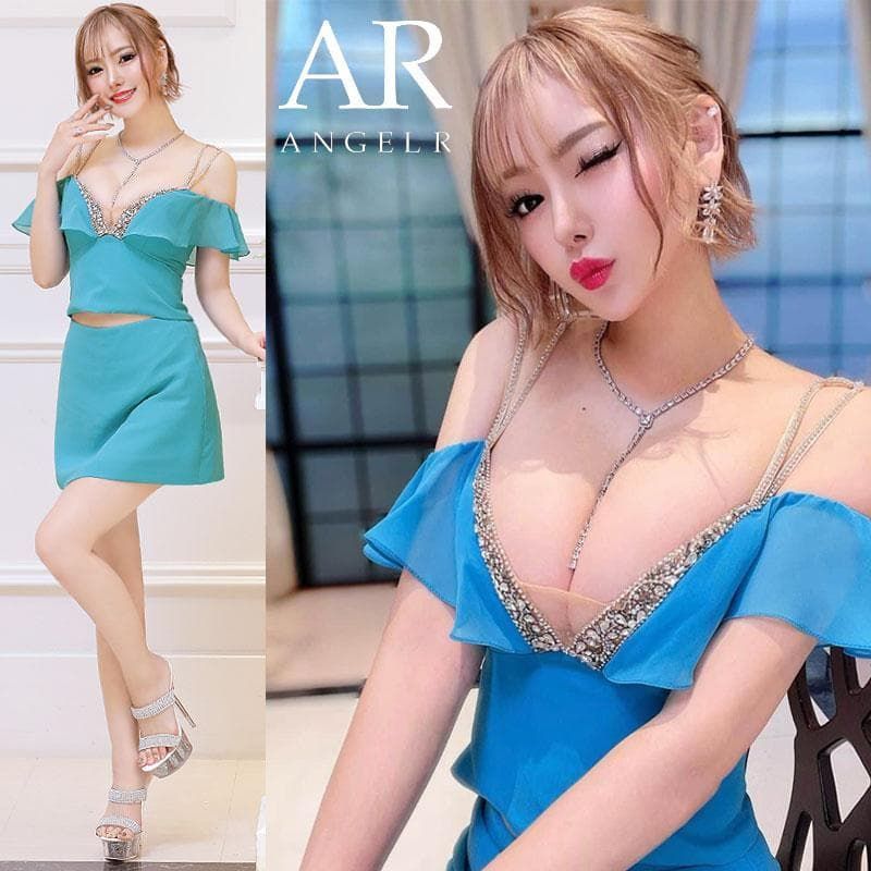 AngelR エンジェルアール バストビジューシースルーレースオフショルダーセパレートタイトミニドレス