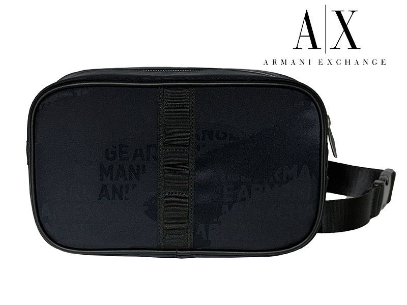 アルマーニ エクスチェンジ クロスボディーバッグ ARMANI EXCHANGE 952622 4R834 00035 ダークネイビー系地 カモフラージュ調 ARMANI EXCHANGE ロゴ柄 ベルトバッグ ウエストポーチ ヒップバッグクロスボディーバッグ