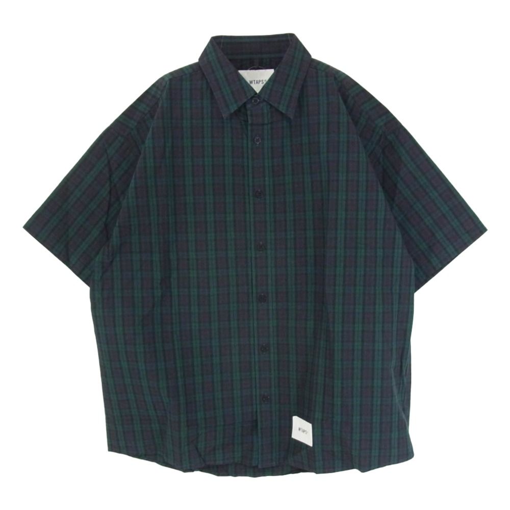 WTAPS ダブルタップス 21SS 211GWDT-SHM05 WCPO LS. RIPSTOP. COOL. MAX リップストップ クールマックス 半袖 チェック シャツ グリーン系 L 3 上