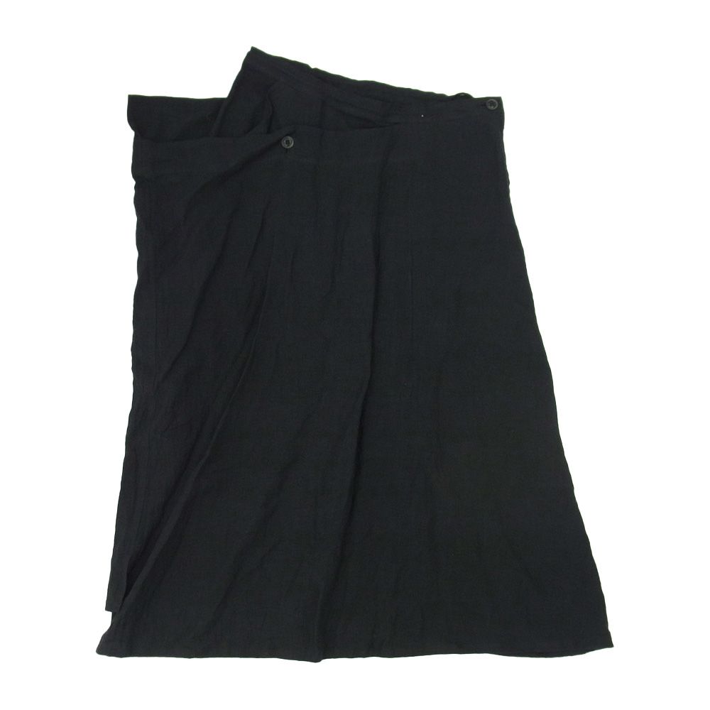 Y s Yohji Yamamoto ワイズ ヨウジヤマモト 20ss YN-S11-301 リネン ラップ ロング スカート ブラック系 2
