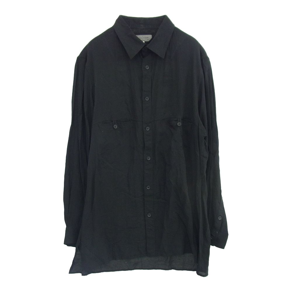 Yohji Yamamoto POUR HOMME ヨウジヤマモトプールオム 24SS HS-B07-200 Lightweight Button Up Shirt ライトウェイト ボタンアップ 長袖 シャツ ブラック系 2
