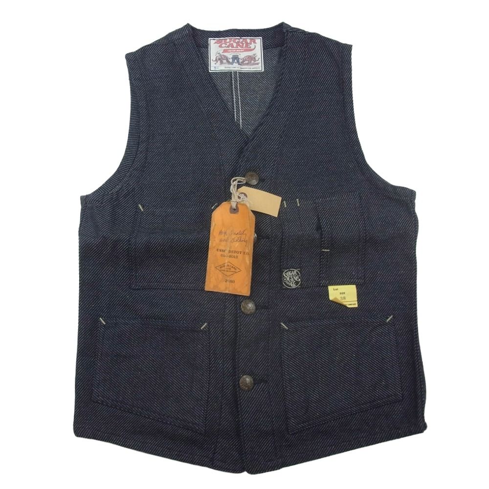 SUGAR CANE シュガーケーン SC15446 FICTION ROMANCE 13.7oz. INDIGO NEP DENIM WORK VEST インディゴネップ デニム ワーク べスト エンジニア ジャケット 新古品